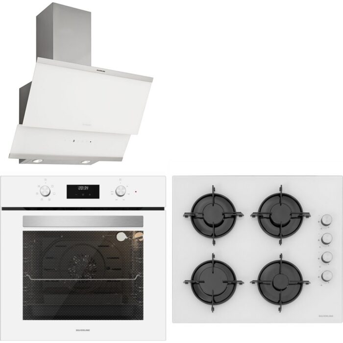 10421435564082.jpg Silverline Beyaz Cam Ankastre Set Bo6502W01 - Cs5349W01 - 3420 - Görsel 1