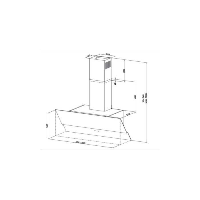 Vinola MCWW104.111.603 Beyaz Digital Yatay Cam  Davlumbaz - Görsel 2