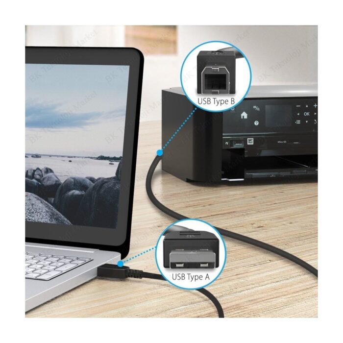 Moonkip Yazıcı Kablosu Ara Printer USB Bağlantı Bağlama Kablo Network Lazer Hp Canon Brother - Görsel 3