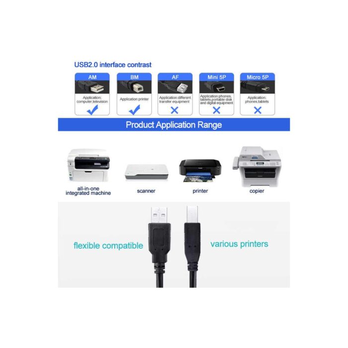 Moonkip Yazıcı Kablosu Ara Printer USB Bağlantı Bağlama Kablo Network Lazer Hp Canon Brother - Görsel 4