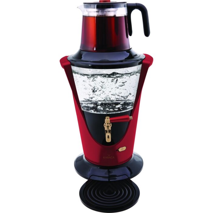 110000011379874.jpg Karaca Retro Kırmızı Cam Semaver - Görsel 1