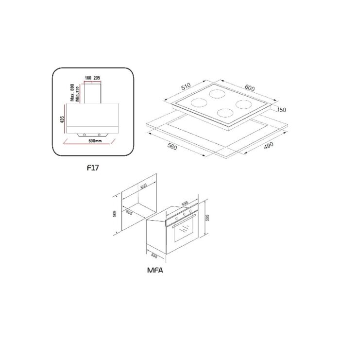 Alveus Arya 3'lü Siyah Ankastre Set (F17-GLS640-MFA604) - Görsel 5