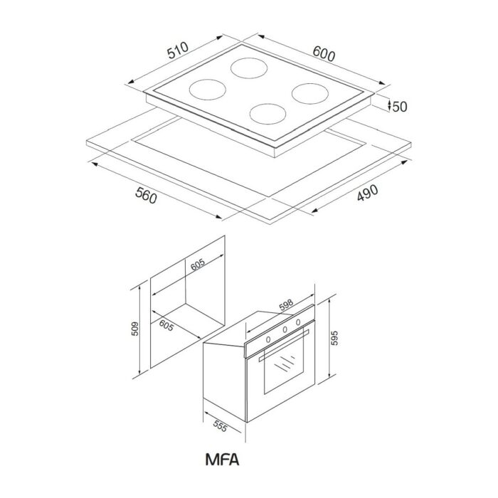 Alveus Vitro 627 Siyah 2'li Ankastre Set VİTRO641-MFA627 - Görsel 5