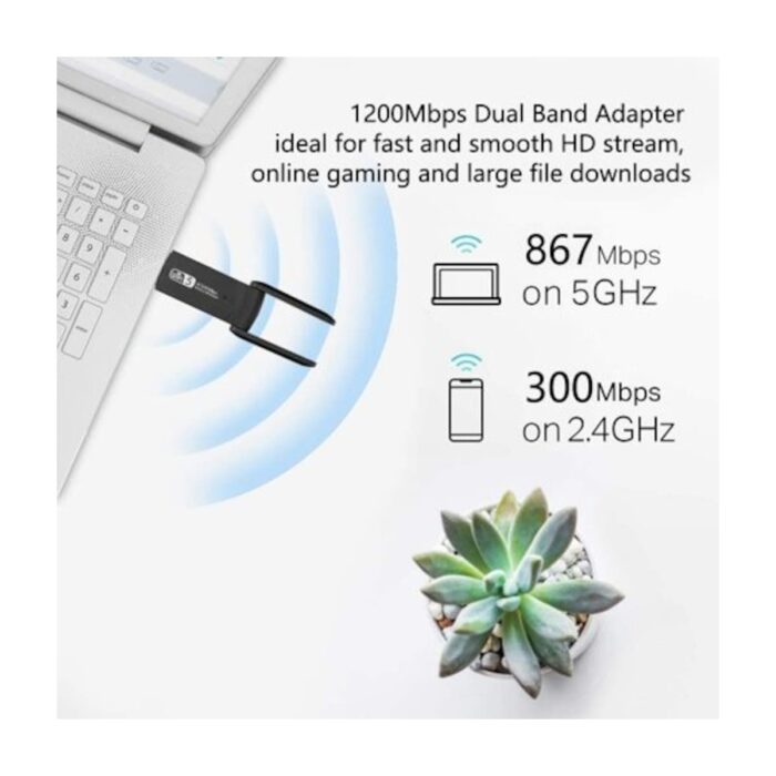 Kingboss AC1200 Mbps Dual Band USB 3.0 Adaptör Kablosuz Wifi Alıcı - Görsel 3