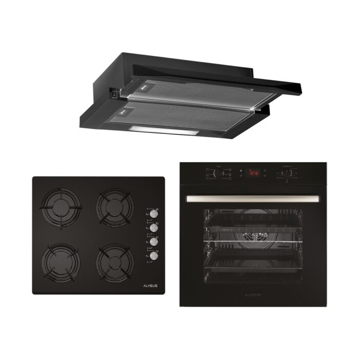 Alveus Black Style 627 3'lü Siyah Ankastre Set (F5 Ecr - Gls 640 - Mfa 627) - Görsel 1