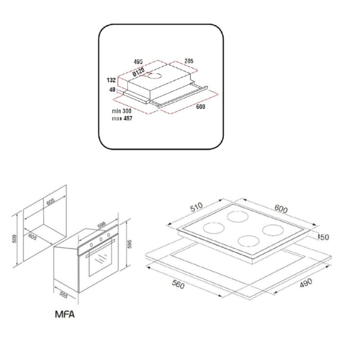 Alveus Black Style 627 3'lü Siyah Ankastre Set (F5 Ecr - Gls 640 - Mfa 627) - Görsel 5