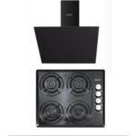 Kumtel Ocak + Davlumbaz 2'li Çelik Set Siyah