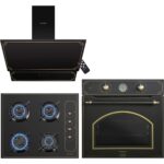 Kumtel Rustik Siyah Cam Ankastre Set (DA6-835 Davlumbaz KO-40 TAHDF Ocak B66-SF2 Fırın)