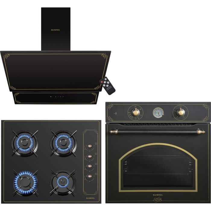 110000153152086.jpg Kumtel Rustik Siyah Cam Ankastre Set (DA6-835 Davlumbaz KO-40 TAHDF Ocak B66-SF2 Fırın) - Görsel 1