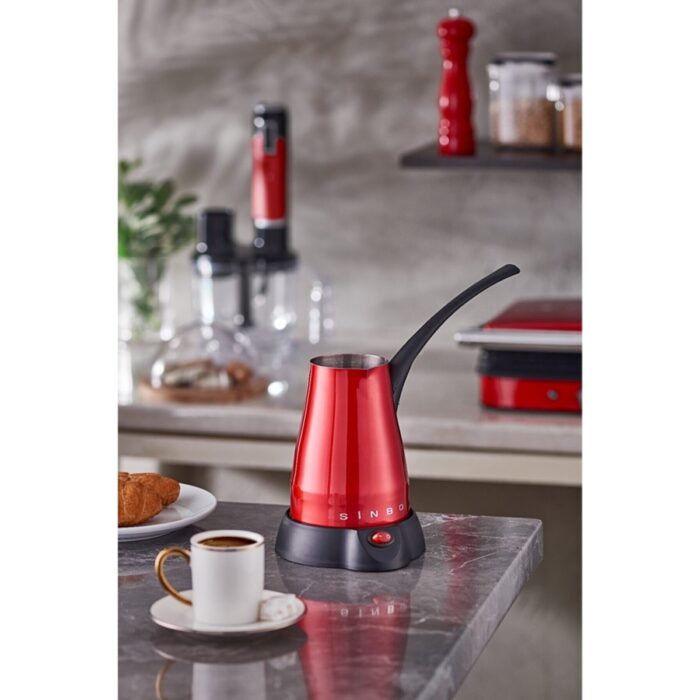 110000165307069.jpg Sinbo SCM-2960 Carmen Elektrikli Cezve Kırmızı Türk Kahve Makinesi - Görsel 1