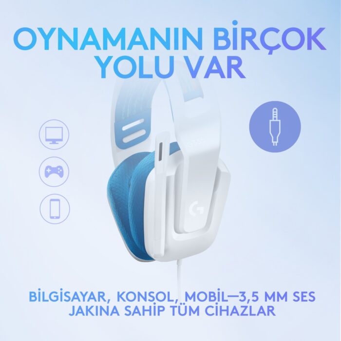 Logitech G G335 Kablolu Oyuncu Kulaklığı - Beyaz - Görsel 3