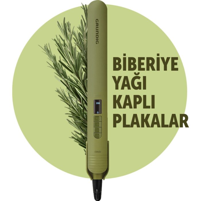 110000198970149.jpg Grundig HS 7031 Botanika Biberiye Yağı Kaplı Plakalı İyonik Saç Düzleştirici - Görsel 1
