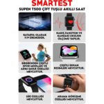 Pazariz Supen Son Sürüm T500 Çift Tuş Akıllı Saat Ios Andorid Destekli Arama Özelliği Sensörlü - Görsel 3
