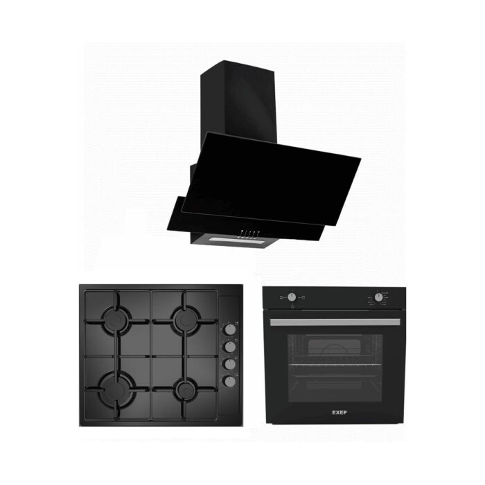 Exep  Basic Eğik Siyah  3 Lü Ankastre Set (ED401-EO330-EF200) - Görsel 1