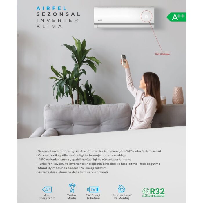 Airfel LTXM50N A++ 18000 BTU R32 Gaz Inverter Duvar Tipi Klima - Görsel 4