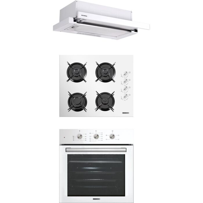 110000233299551.jpg Kumtel Beyaz Aspiratörlü Turbo Ankastre Set (B66 - SF2 (MT) + DS6-905W + KO-40TAHDF) - Görsel 1