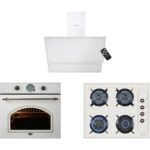 Kumtel Rustik Beyaz Cam Ankastre Set ( ( DA6-835 Beyaz Dav KO-40TAHDF Ocak B66-SF2(AT) )