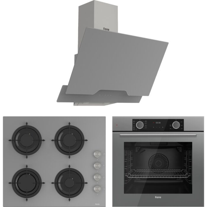 110000265941481.jpg Ferre Fryart Cs Serisi Gri Ankastre Cam Set (D065 + CS208 + XE63CPR) - Görsel 1