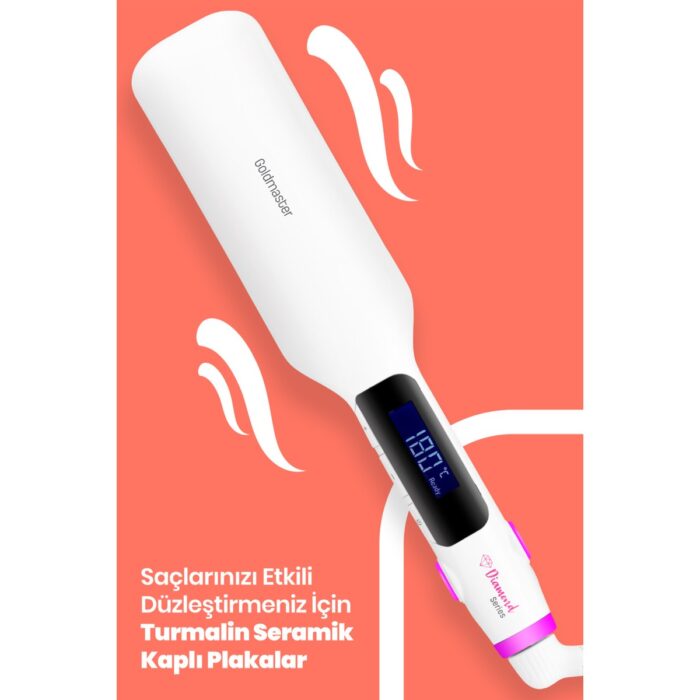 Goldmaster Dıamond Dijital Ekranlı Turmalin Seramik Keratin Geniş Plakalı Saç Düzleştirici BY-5107 - Görsel 2