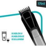 Goldmaster Mega 17 In 1 Erkek Bakım Seti Paslanmaz Çelik Bıçaklı 120 Dk Kablolu Kablosuz Kullanım - Görsel 5