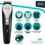 Goldmaster Vip 9'u 1 Arada Erkek Bakım ve Tıraş Seti – Folyo Başlık, Kablosuz, Hızlı Şarj, Saç ve Sakal Kesme, Siyah