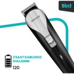 Goldmaster Vip 9'u 1 Arada Erkek Bakım ve Tıraş Seti – Folyo Başlık, Kablosuz, Hızlı Şarj, Saç ve Sakal Kesme, Siyah - Görsel 4