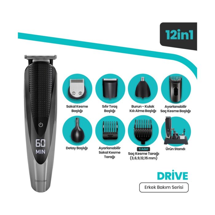110000290059260.jpg Goldmaster Drive Tıraş Makinesi 12 In 1 GM-8146 - Görsel 1