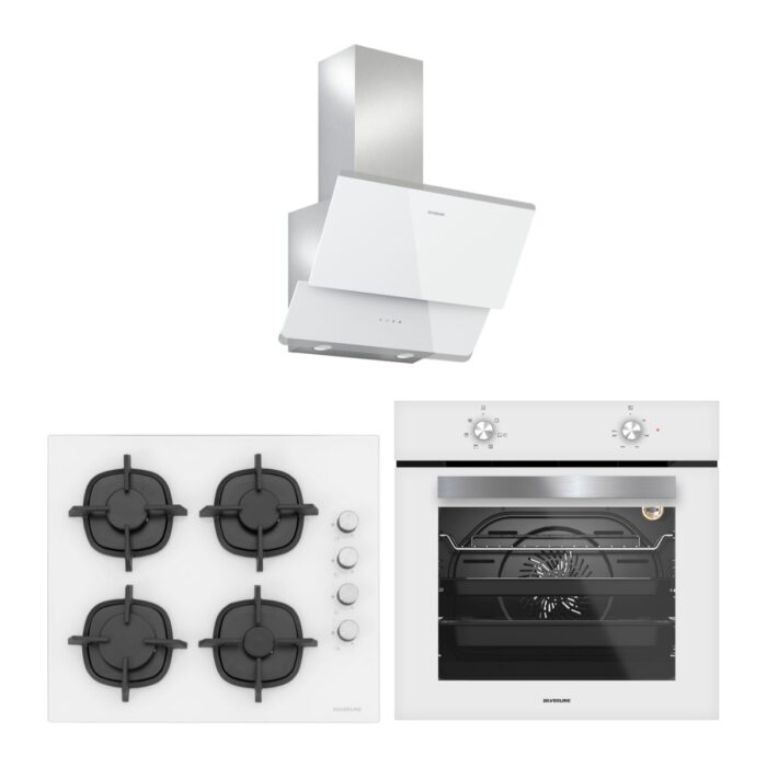 Silverline  Beyaz Cam Ankastre Set 3490 Oslo Beyaz Davlumbaz - CS5343W01 Ocak - BO65E1W01 Fırın - Görsel 1