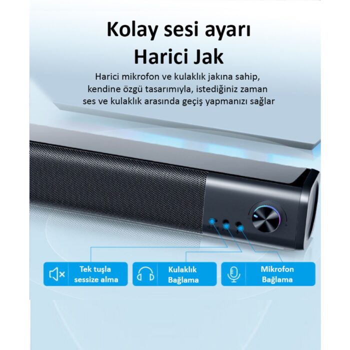 Hp WS10 Pro Kablolu Soundbar Multimedya Hoparlör Speaker 2X3W - Görsel 2