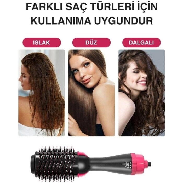 Volemi 1200 W Hava Üflemeli Saç Şekillendirici Düzleştirici Fön Tarağı Saç Kurutma - Görsel 4