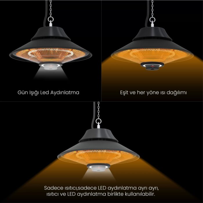 Mirkraft Elirg R.c. LED Işıklı Elektrikli Isıtıcı, 2000 W, Uzaktan Kumandalı - Görsel 5