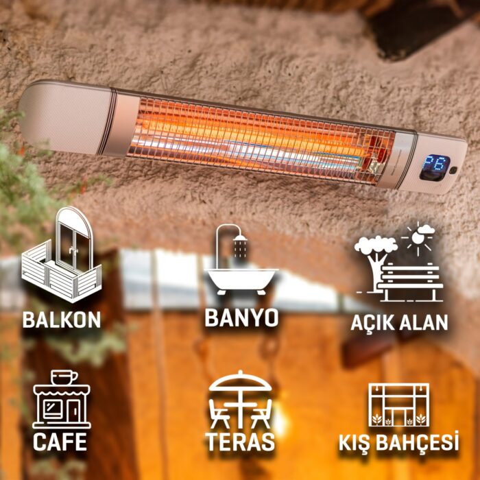 Luxeva Smarty-Wl Duvar Tipi Akıllı Karbon Infrared Isıtıcı IP55  2500W - Görsel 2