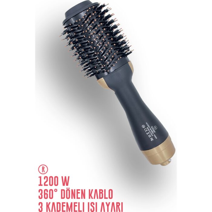 One Step Saç Şekillendirici ve Saç Düzleştirici Fön Tarağı Yeni Model Gold Renk 1200W - Görsel 4