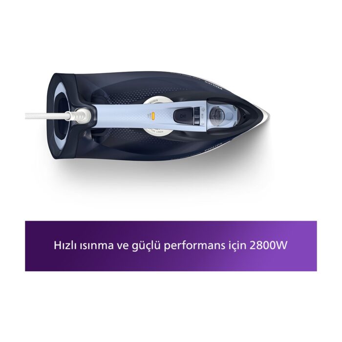 Philips DST7030/20 7000 Serisi Buharlı Ütü, 2800W, SteamGlide Plus Taban, 50 g/dk Sürekli Buhar, 250 g Şok Buhar, SteamGlide Plus, Koyu Mavi, - Görsel 2