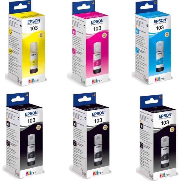 110000405341575.jpg Epson 103 Ecotank L3210 Uyumlu Dört Renk +2 Siyah Mürekkep Takımı - Görsel 1