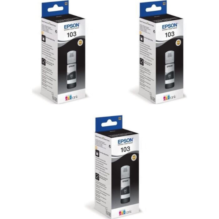 110000442894562.jpg Epson 103 L3250 3'lü Siyah Orjinal Mürekkep Kartuşu 65ML.*3 RDV69 - Görsel 1
