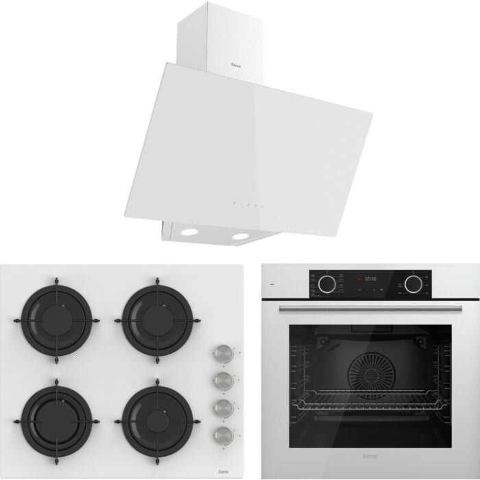 Ferre Ultra Fryart Cs Serisi Beyaz Ankastre Cam Set (D078 + CS206 + XE63CB) - Görsel 1