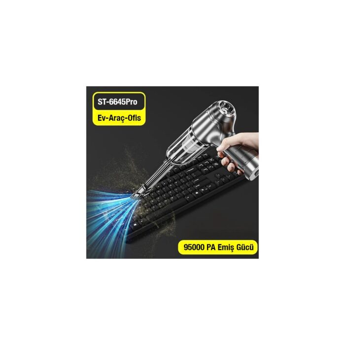 Ally ST-6645 Pro 95000PA Portatif Ev ve Araç Şarjlı El Süpürgesi ALL-35923 - Görsel 2