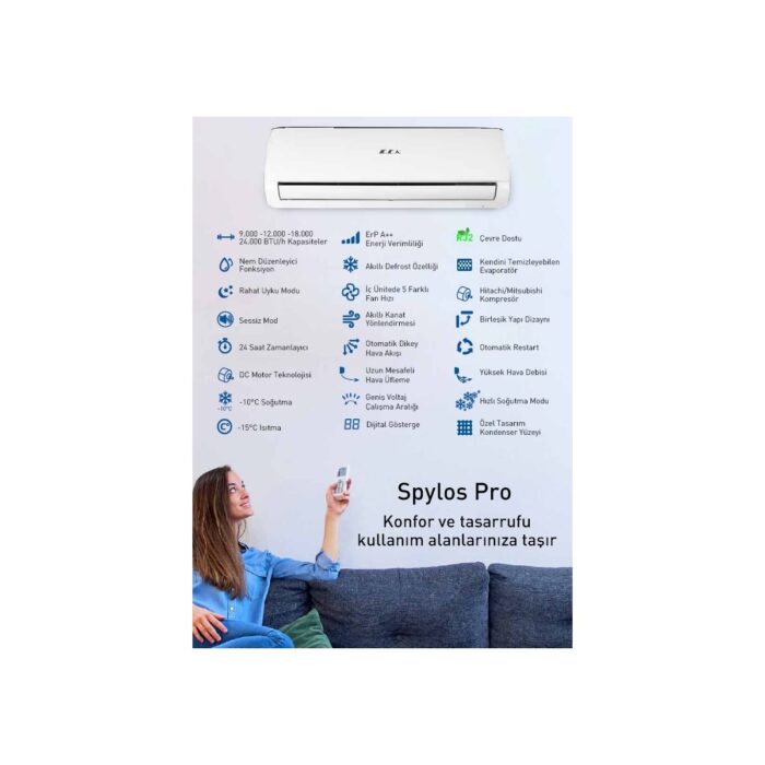 E.C.A Eca Spylos Pro ESA1512A100 A++ 12000 BTU Inverter Duvar Tipi Klima - Görsel 2