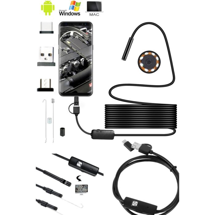 Utelips 2 Metre Profesyonel Endoskop Kamera Arama Motor Içi Su Geçirmez Aralara Girebilen Tesisat Kamerası - Görsel 2