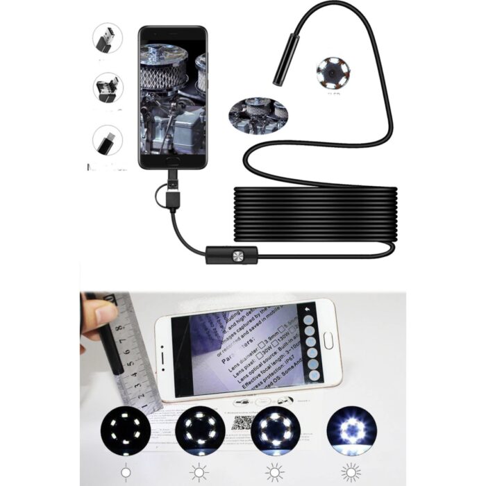 Utelips 2 Metre Profesyonel Endoskop Kamera Arama Motor Içi Su Geçirmez Aralara Girebilen Tesisat Kamerası - Görsel 3