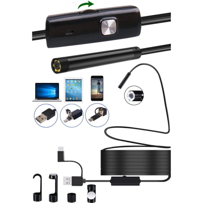 Utelips 2 Metre Profesyonel Endoskop Kamera Arama Motor Içi Su Geçirmez Aralara Girebilen Tesisat Kamerası - Görsel 5