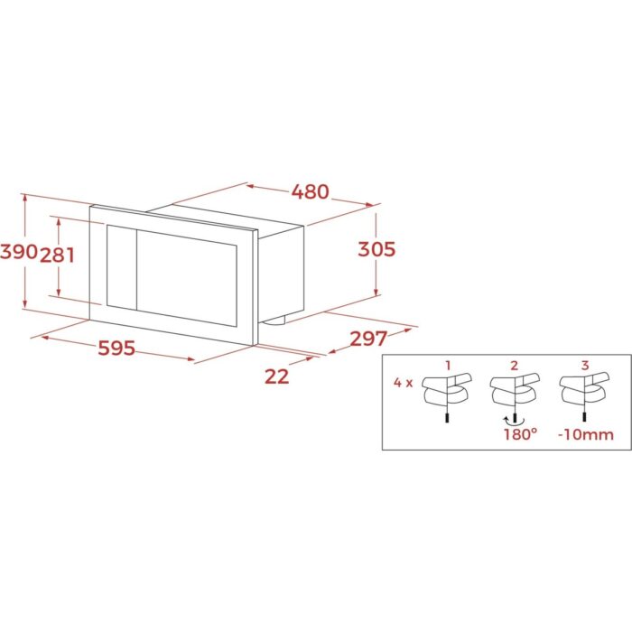 Teka - ML 8200 BIS - Ankastre Mikrodalga Fırın + Izgara - Siyah Cam - 20 lt - 112060001 - Görsel 3