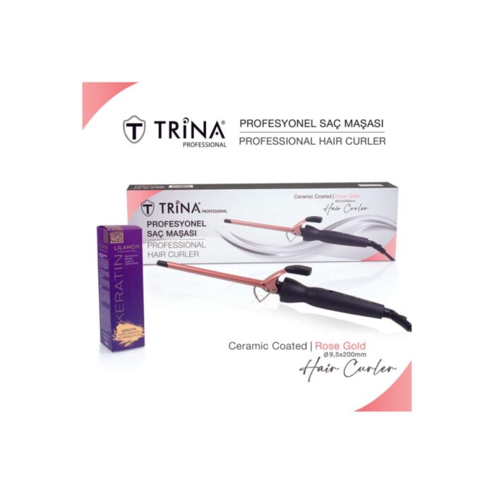 Trina Afro Dalga 9.5mm Gold Seramik Maşa - 20CM.EKSTRA Uzun Başlık - Kıvırcık Saç Maşası - Görsel 2