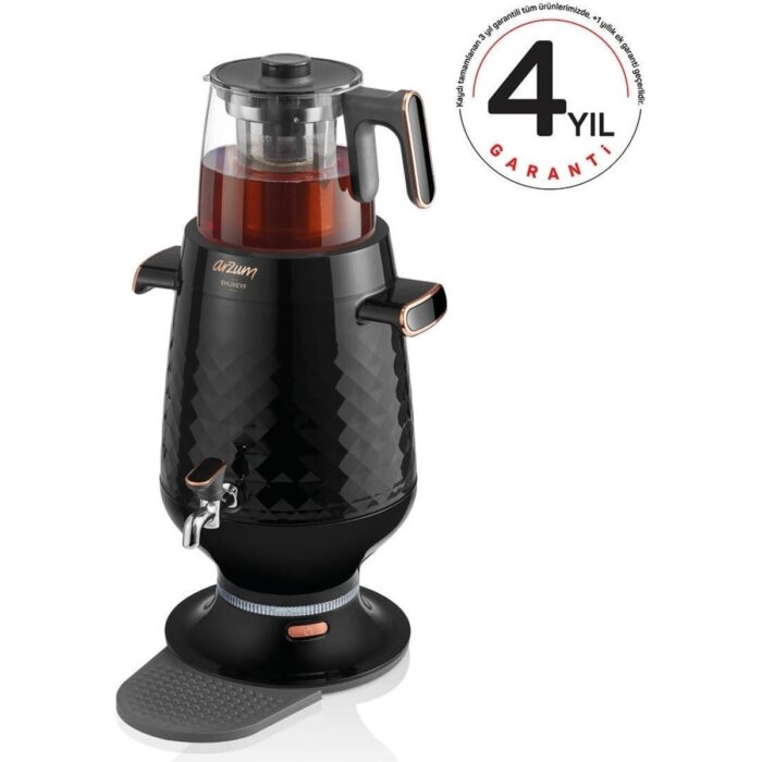 Arzum Ehlikeyf Semaver 3,5 Litre Siyah Plastik Gövde Cam Demlik Hızlı Demleme ve Enerji Tasarrufu - Görsel 3