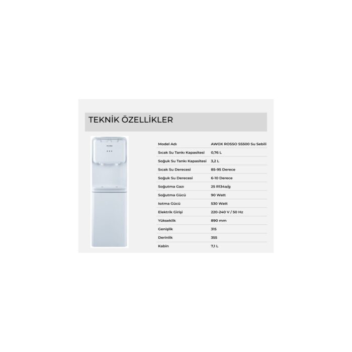 Awox Rosso SS500 Sıcak Soğuk Su Sebili - Görsel 3