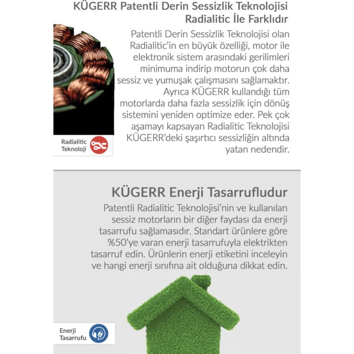 Kügerr F10 90 cm Inox Sessiz Davlumbaz - Görsel 5