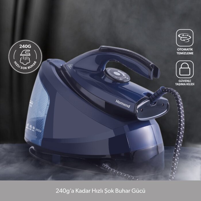 110000529323679.jpg Homend Steamwork Buhar Kazanlı Ütü Lacivert 2400 W - Görsel 1