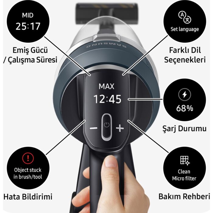 Samsung VS20C8524TB/TR Jet 85 Şarjlı Dikey Süpürge, 210W Emiş Gücü, Dijital Invertör Motor - Görsel 4