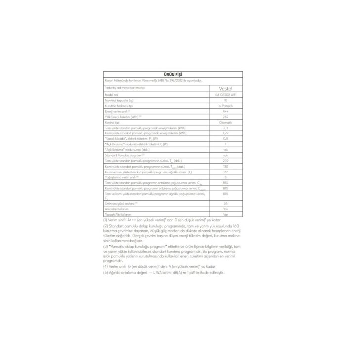 Vestel  Km 107202 Wifi 10 kg Kurutma Makinesi - Görsel 3